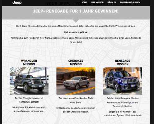 Jeep Probefahrt Buchung Webdesign Website CRM Leadmanagement